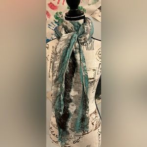 COTTON BLEND BLACK/GREEN LARGE SCARF